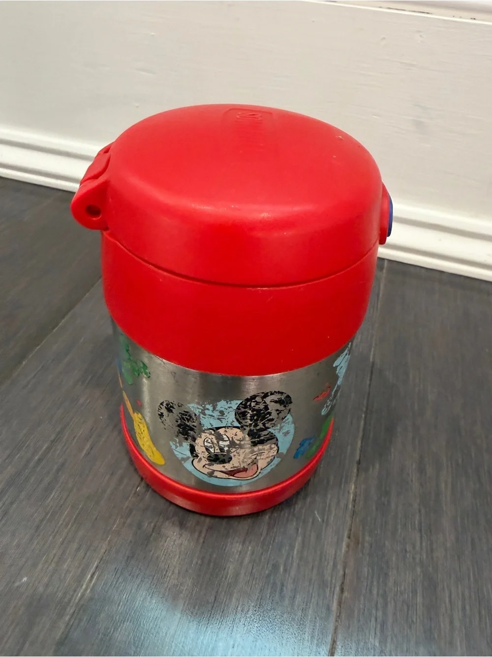 Disney Thermos Red and Blue Mickey Mouse Insulated Snack Food Lunch Jar